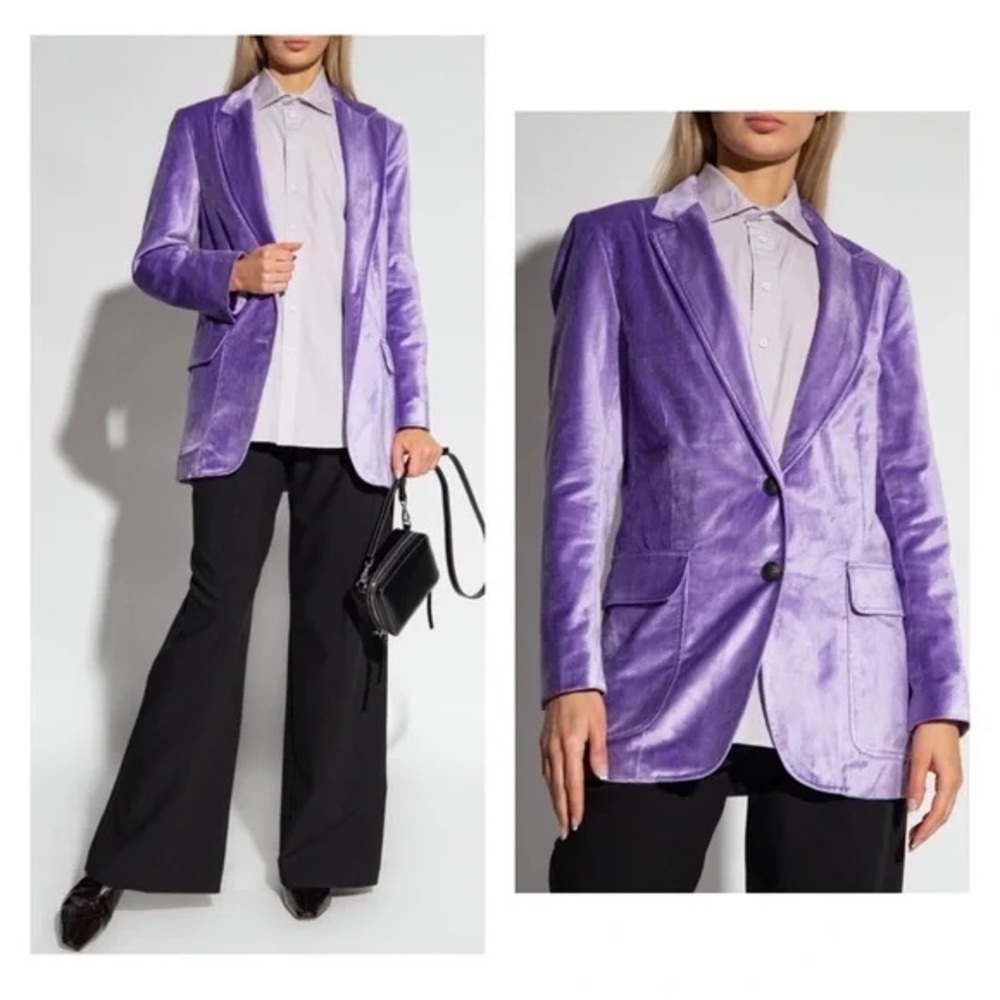 Rag & Bone Purple Velvet Cody Blazer Cotton Viscose Suit Jacket Women’s Size‎ 0